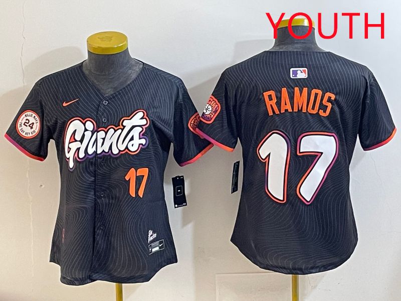 Youth San Francisco Giants #17 Ramos Black Joint Name 2025 Nike MLB Jersey style 8->youth mlb jersey->Youth Jersey